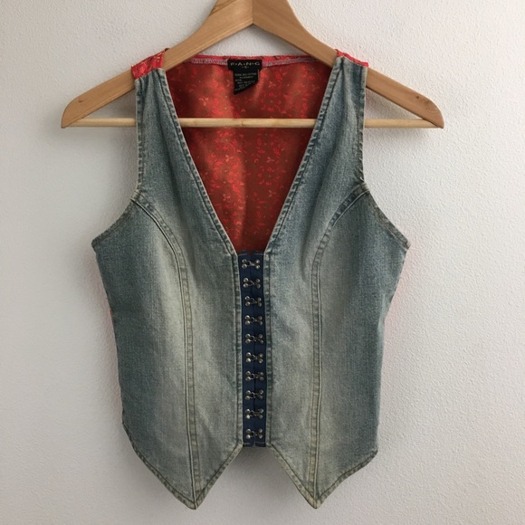 FANG Jackets & Blazers - FANG | Vintage Denim & Satin Vest